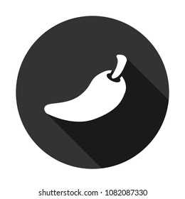 hot chili pepper vector icon with shadow, hot pepper sign