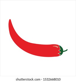 Hot chili pepper vector illustration, isolated on white background. Red hot chili flat design vector.