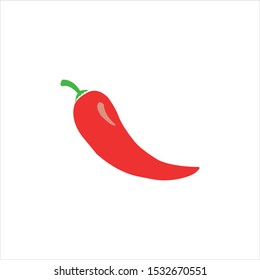 Hot chili pepper vector illustration, isolated on white background. Red hot chili flat design vector.