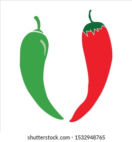 Hot chili pepper vector illustration, isolated on white background. Red hot chili flat design vector.