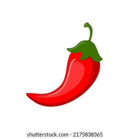 Hot chili pepper vector illustration, isolated on white background. Red hot chili flat design vector.
