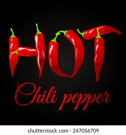 Hot chili pepper. Vector lettering with art brush