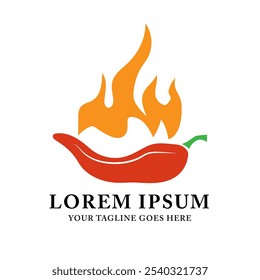 Hot Chili Pepper Vector Logo with Fire Spicy Food Design for Sauce and Seasoning Brand Illustration Design