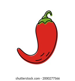 Pimienta picante. Esbozo vegetal. Icono de color simple. Ilustración de doodle de vector dibujado a mano