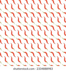 Hot chili peppers. Bright seamless pattern from one element. Seasonal vegetables, vegetarianism. For wallpaper, printing on fabric, packaging, background.