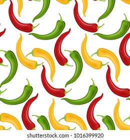 Hot Chili peppers pattern detailed colorful vector illustration template background