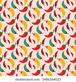 Hot Chili Peppers Seamless Vector Pattern Design