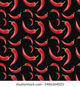 Hot Chili Peppers Seamless Vector Pattern Design