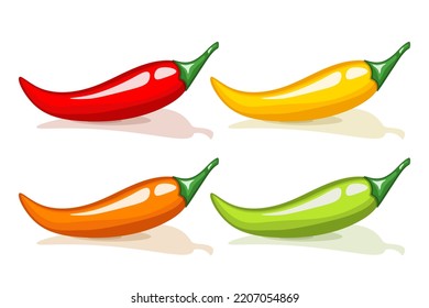 Hot chili peppers set. Simple vector illustration on a white background