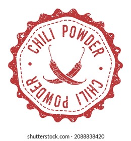 Hot Chili Powder Delicious Quality Spicy Pepper Recipe. Traditional Flavour Stamp Design Vector Art.