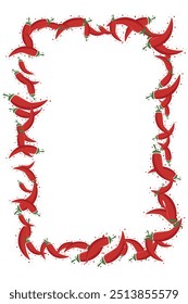 Anuncio de marco de borde de pimiento rojo picante caliente. Póster de pimienta picante vegetal