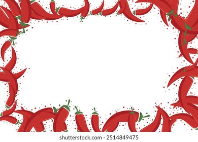 Hot chili vermelho pimenta borda bandeira. Cartaz de pimenta picante vegetal