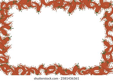 Hot chili red pepper border frame banner. Vegetable spicy pepper poster