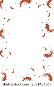 Hot chili red pepper border frame banner. Vegetable spicy pepper poster