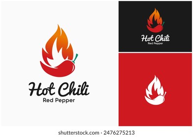 Hot Chili Red Pepper Spicy Cayenne Paprika Feuer Flamme Burn Fiery Vektorgrafik Logo Design Illustration