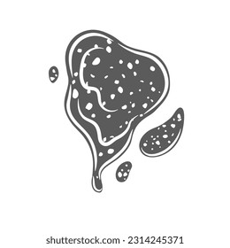 Hot chili sauce stain glyph icon vector illustration. Stamp of sweet syrup drops, splash of tomato spicy sauce, salsa or dressing pouring on food from spoon, top view of liquid condiment spot