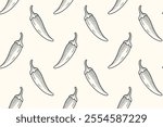 hot chili seamless pattern on white background. vintage chili vector pattern background. hot chili doodle hand drawn isolated seamless pattern. seamless pattern of spicy chili background