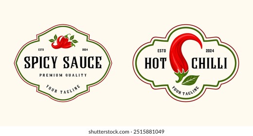 hot chili vector label design. red chili concept, for spicy food product labels