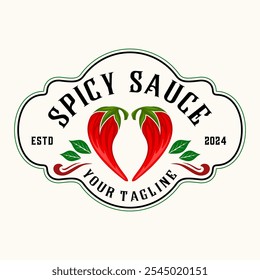 hot chili vector label design. red chili concept, for spicy food product labels	
