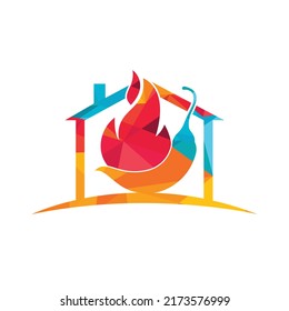 Hot Chili vector logo design concept. Fire Chili logo symbol, Spice food symbol icon.	