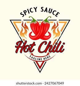 logotipo vectorial de chile caliente. para etiquetas de salsas o productos alimenticios picantes