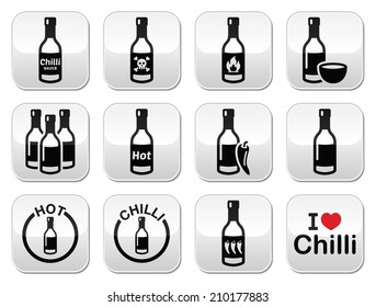 Hot Chilli, Chili Sauce Bottle Buttons Set  