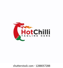 Hot Chilli logo design inspiration vector, Dragon Chilli with fire logotype, icon - Vector