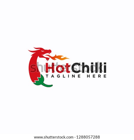 Hot Chilli logo design inspiration vector, Dragon Chilli with fire logotype, icon - Vector
