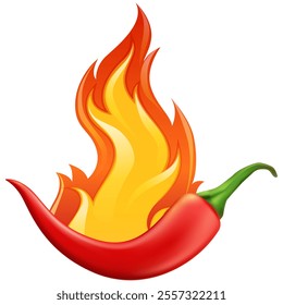 Hot chilli pepper with fire. Red Hot Chili designs vector isolated on transparent background