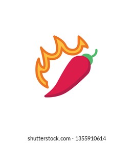 Hot chilli pepper flat icon, vector sign, Flamed spicy chilli pepper colorful pictogram isolated on white. Symbol, logo illustration. Flat style design