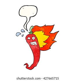 hot chilli pepper freehand drawn texture speech bubble cartoon