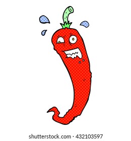 caricatura de chile picante de mano libre