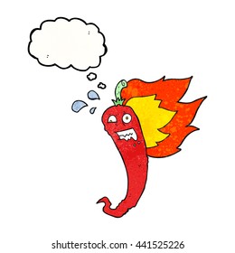 hot chilli pepper freehand drawn thought bubble textured cartoon