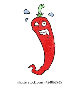scharfe Chilischoten-Fritte und strukturierter Cartoon