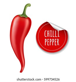 Hot Chilli Pepper With Gradient Mesh  Vector Illustration