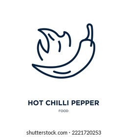 hot chilli pepper icon from food collection. Thin linear hot chilli pepper, pepper, chili outline icon isolated on white background. Line vector hot chilli pepper sign, symbol for web and mobile