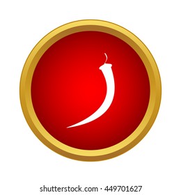 Hot chilli pepper icon in simple style on a white background
