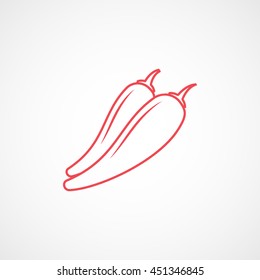 Hot Chilli Pepper Red Line Icon On White Background