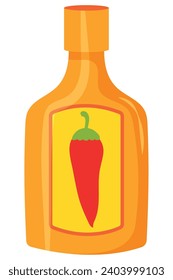 hot chilli pepper sauce bottle vector isolated