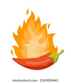 Hot chilli pepper. Traditional spicy mexican food. Ingredient for cooking. Fresh and natural vegetable. Graphic element for website. Flat vector illustration isolated on white background