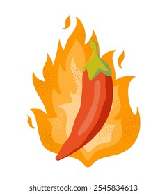 Hot chilli pepper. Traditional spicy mexican food. Ingredient for cooking. Jalapeno and habanero. Poster or banner for website. Flat vector illustration isolated on white background