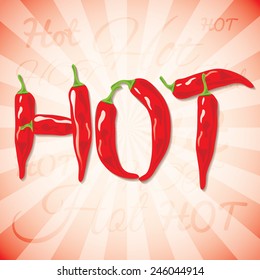 Hot chilli pepper. Vector lettering wlith art brush