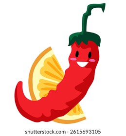 hot chilli red chilli pepper lime food character illustration