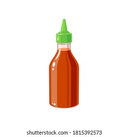 Hot Chilli Sauce Bottle, Vector Illustration Cartoon Icon Isolated On White Background.