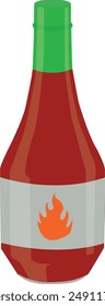 Hot chilli sauce bottle, vector illustration cartoon icon