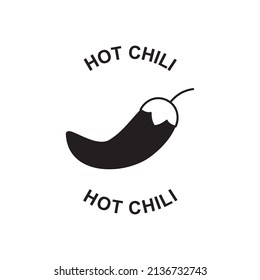 Hot Chilly label icon in black flat glyph, filled style isolated on white background