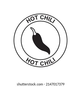 Hot Chilly label icon in black flat glyph, filled style isolated on white background