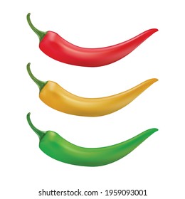 hot chilly - pepper red, green and yellow