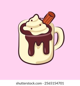 hot choco vector cartoon design for elements, clipart, sticker and valentine