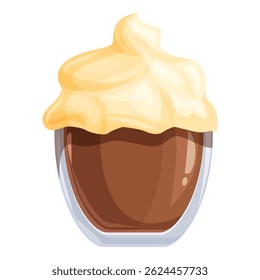 Hot chocolate being served in a glass cup with whipped cream on top